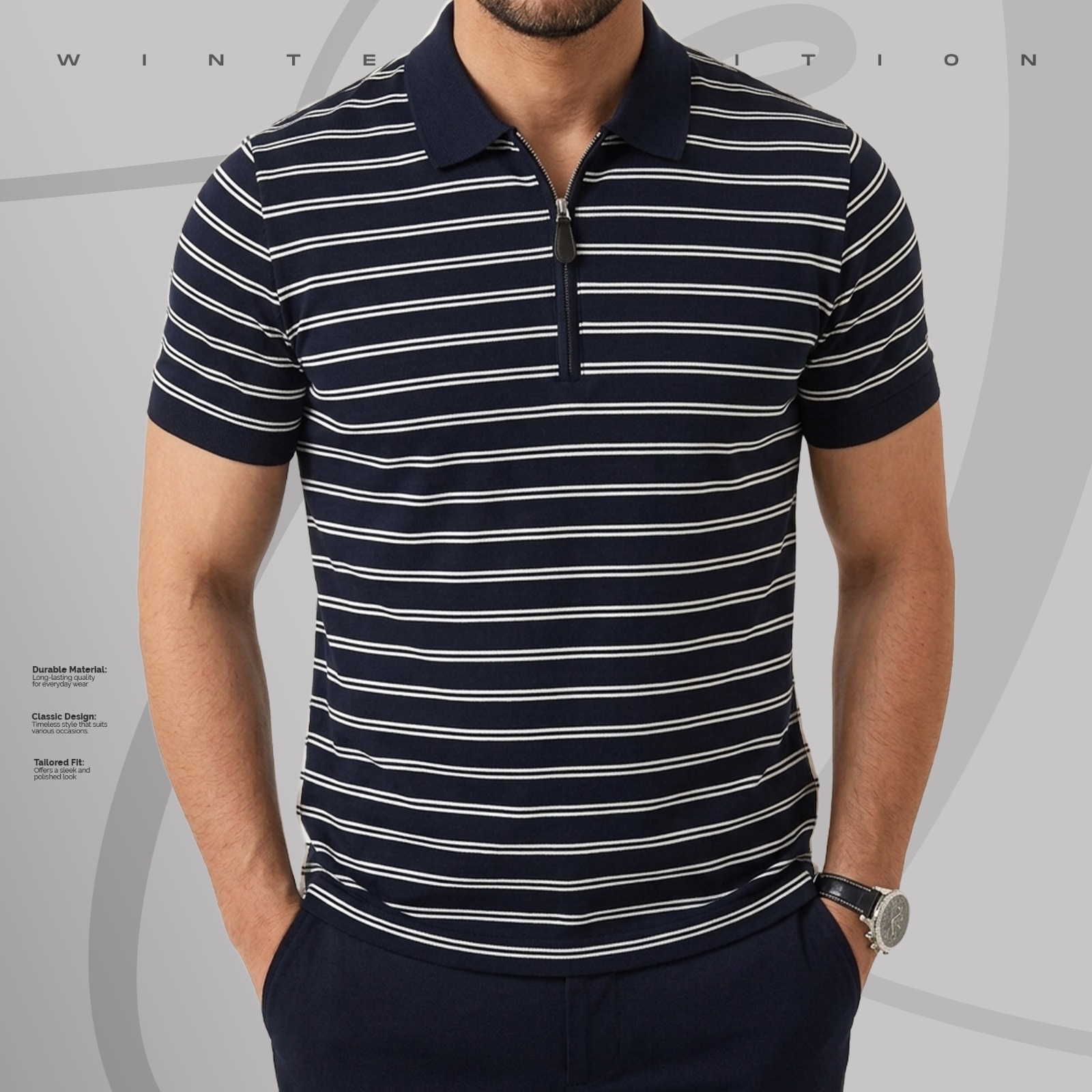 1ps zipar polo Navy