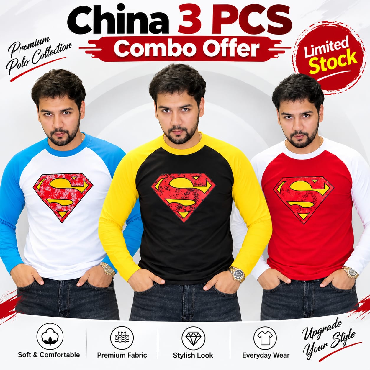 Combo-201 Full hata t shirt-3 ps